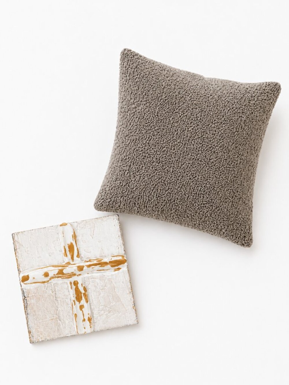 Pottery Barn Pillow Cover & Rustic Wooden Cross Decor Bundle Farmhouse Home